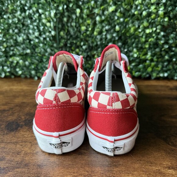 Vans Old Skool Checkerboard Women Size 8.5 Red White Athletic Shoes Sneakers - Picture 4 of 9
